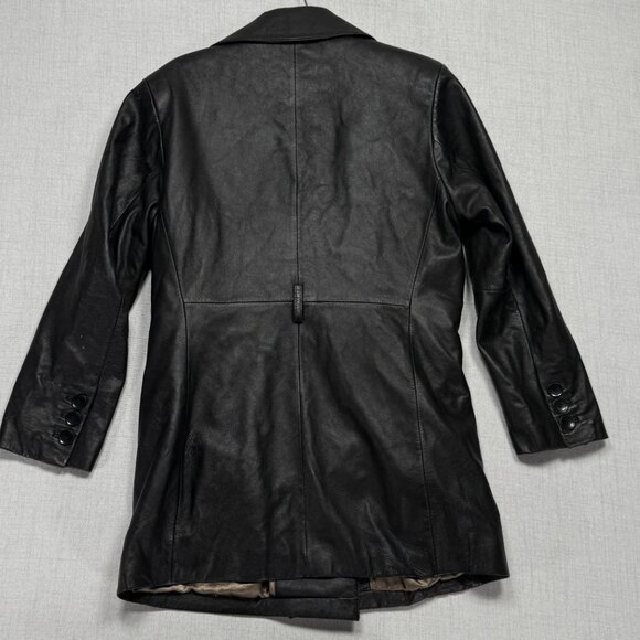VTG Wilsons Leather Pelle Studio Jacket Black Double Breasted Thinsulate Size M - Picture 2 of 14